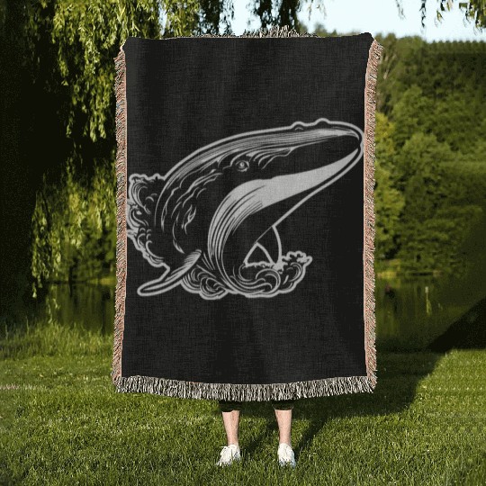 Whale Ocean Marine Woven Blankets