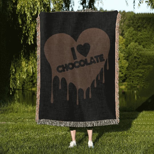 I Love Chocolate Candy Heart Lover Woven Blankets