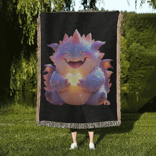 Baby-purple-Heart-dragon-Q Woven Blankets