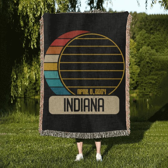 Total Solar Eclipse Indiana April 28 2024 Eclipse Woven Blankets