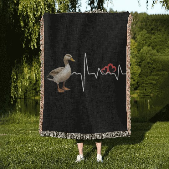 Duck Hunting Love Heartbeat Duck Hunter Woven Blankets