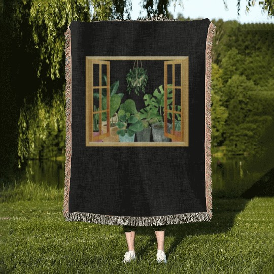 Proud Plant Mom A Plant Lover s Window Woven Blankets
