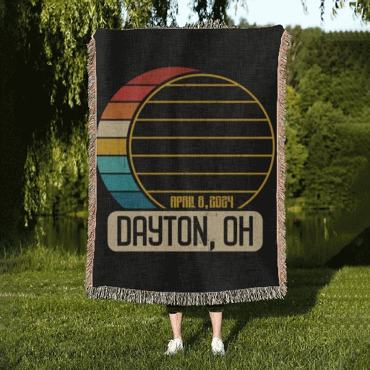 Total Solar Eclipse Ohio Dayton April 28 2024Dayto Woven Blankets
