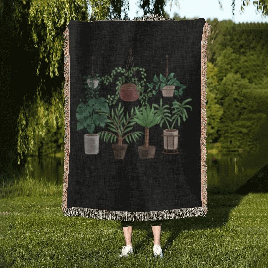 Plant Mom Potted Plant Lover Woven Blankets