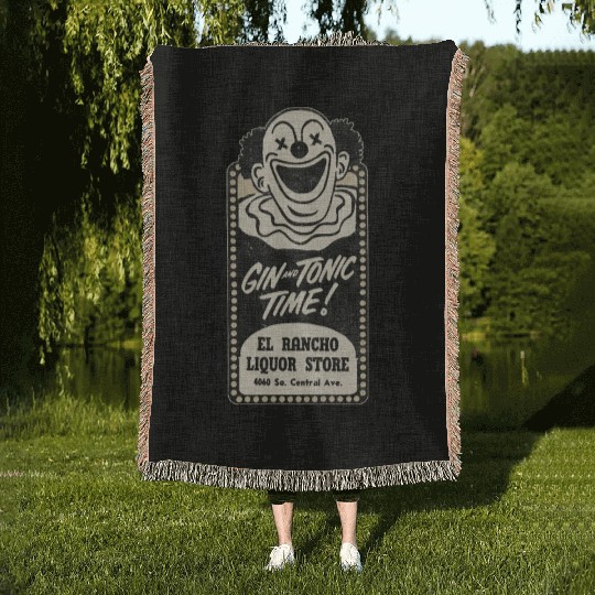 Vintage Clown Liquor Store South Central Woven Blankets