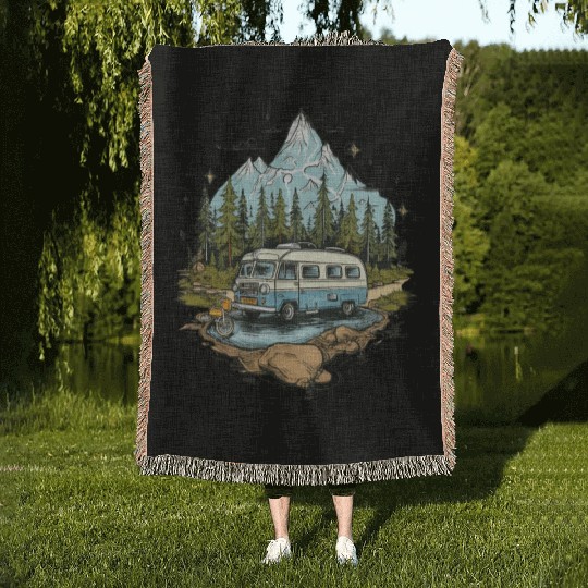camping, nature, independent, gift Woven Blankets