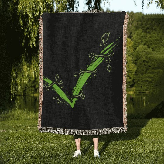 Green Hook For Yes To Vegetarianism And Veganism Woven Blankets