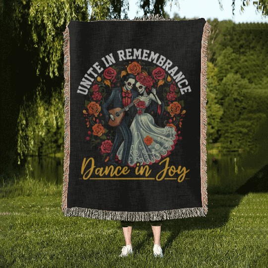 Dia De Los Muertos Sugar Skull Mexican Holiday Woven Blankets