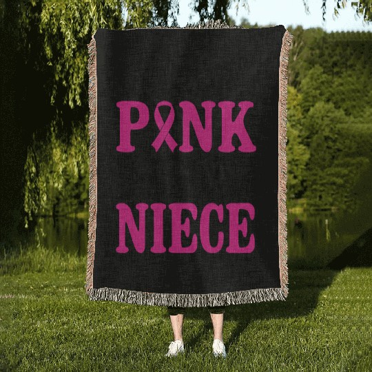 I Wear Pink For My Niece Woven Blankets
