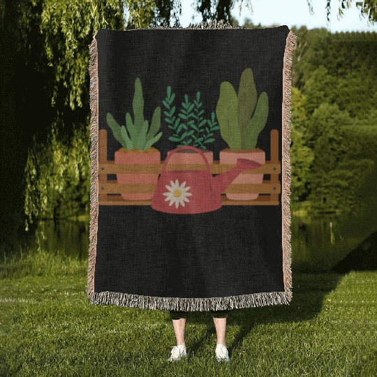 Pot Plant Mom Woven Blankets