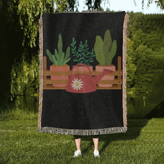 Pot Plant Mom Woven Blankets