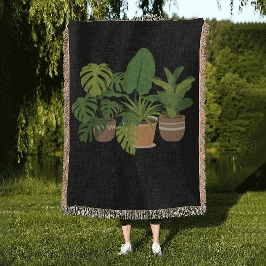 Houseplants Galore Plant Mom Woven Blankets