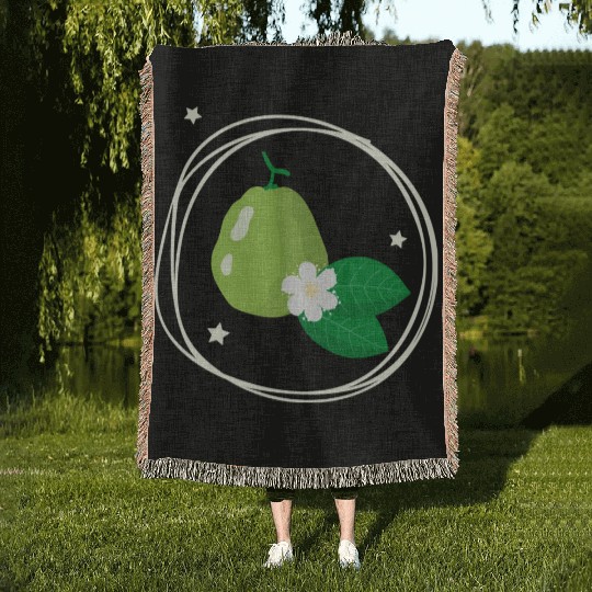 Guava With Flower And Leaves Woven Blankets