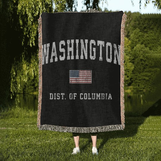 Washington Dc American Flag Sports Woven Blankets