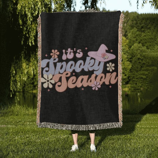 It's Spooky Season, Happy Halloween Day Woven Blankets
