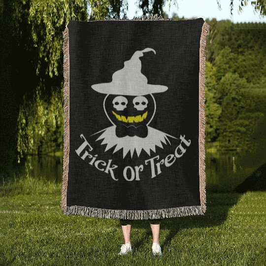 Funny Gentle Witch Ghost Trick Or Treat Gift Woven Blankets