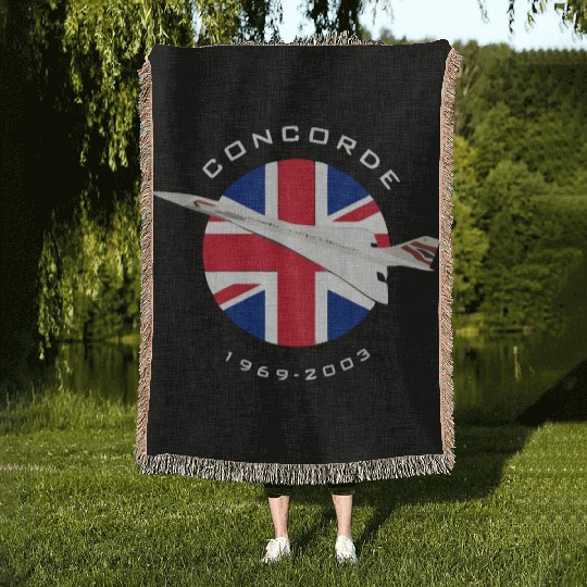 JET AIRCRAFT CONCORDE BRITISH AIRWAYS Woven Blankets