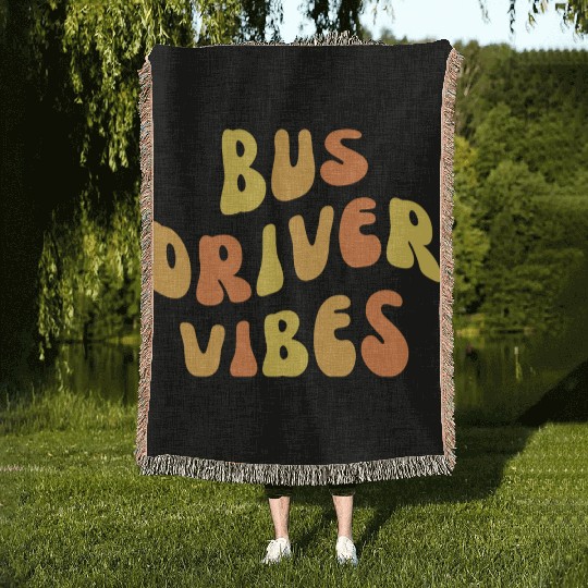 Bus Driver Vibes Retro Vintage School Woven Blankets