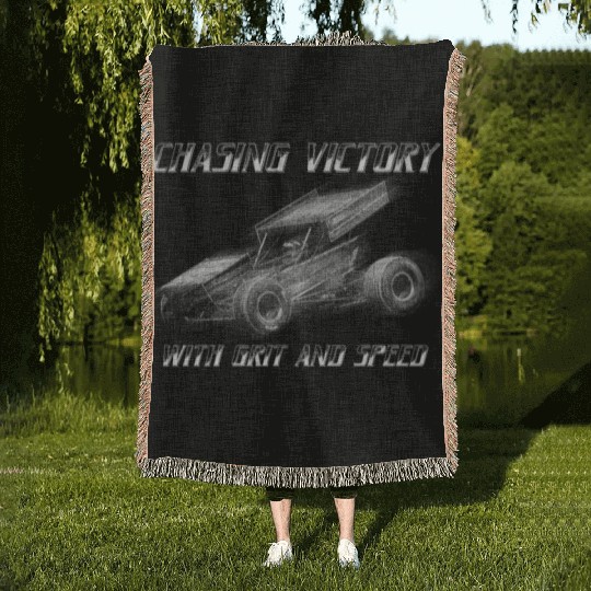 Sprint Car Mom Dirt Track Racing Racing Race Day Woven Blankets