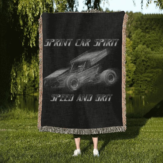 Sprint Car Mom Dirt Track Racing Racing Race Day Woven Blankets