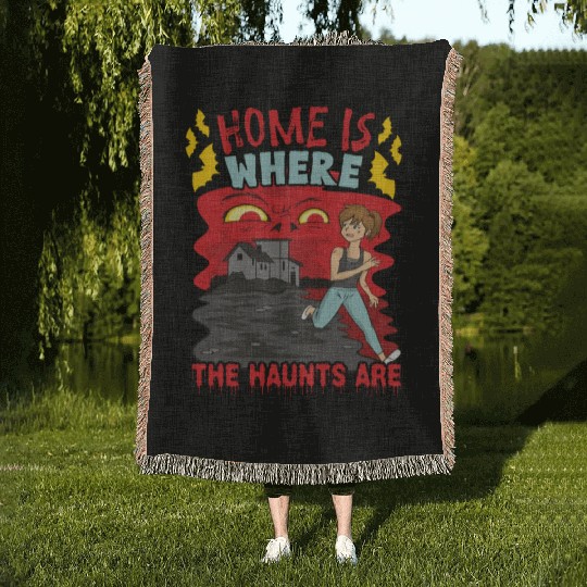 Horror Paranormal Haunted House Spooky Halloween Woven Blankets