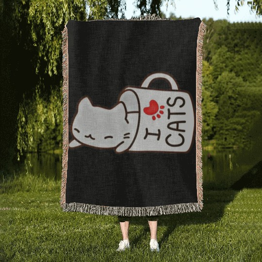 cat lover Woven Blankets