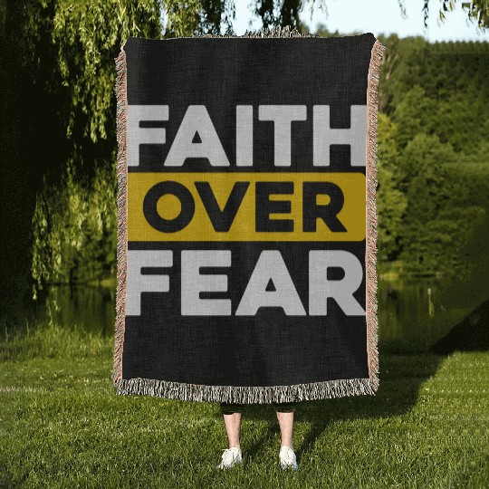 Faith Over Fear Love Jesus Christian Christmas Woven Blankets