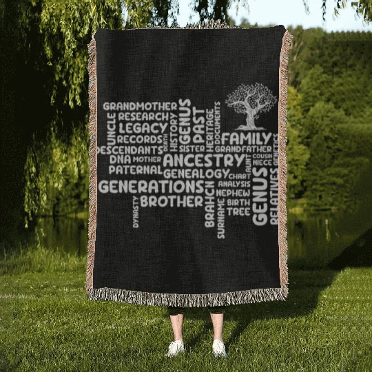 Genealogy Grandmother Ancestry Generation Woven Blankets