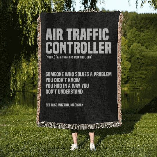Funny Air Traffic Controller An Airplane Runway Woven Blankets