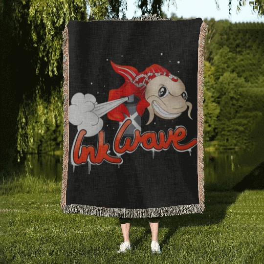 Graffiti Sprayer Koi Fish Street Style Woven Blankets
