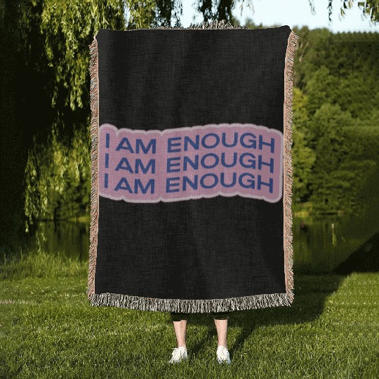 i am enough Woven Blankets
