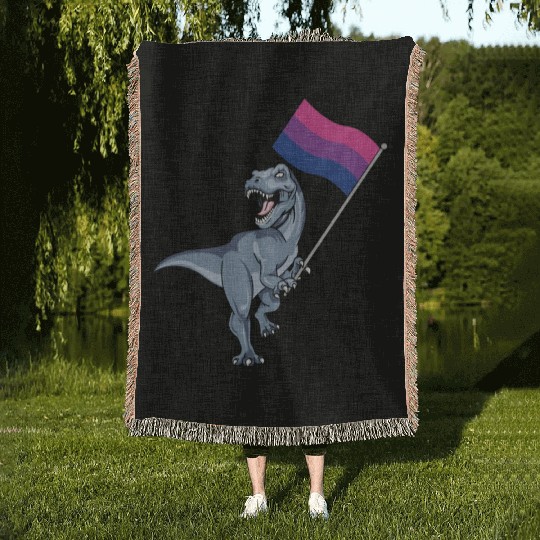Bisexual Flag Dinosaur Bi Pride Lgbt Nonbinary Gay Woven Blankets