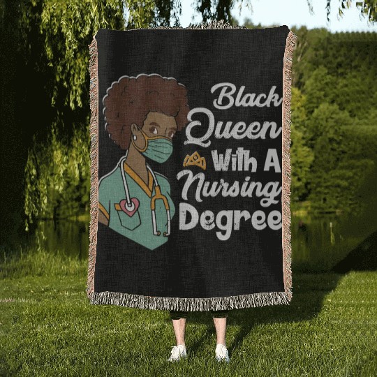 Black Queen With A Nursing Degree Woven Blankets