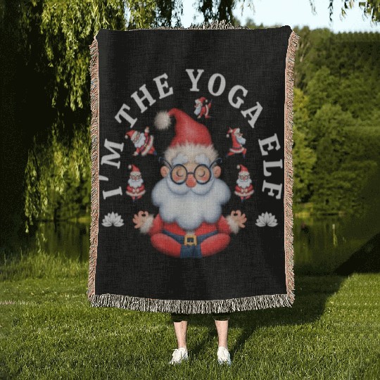 Im The Yoga Elf Christmas Yoga Woven Blankets