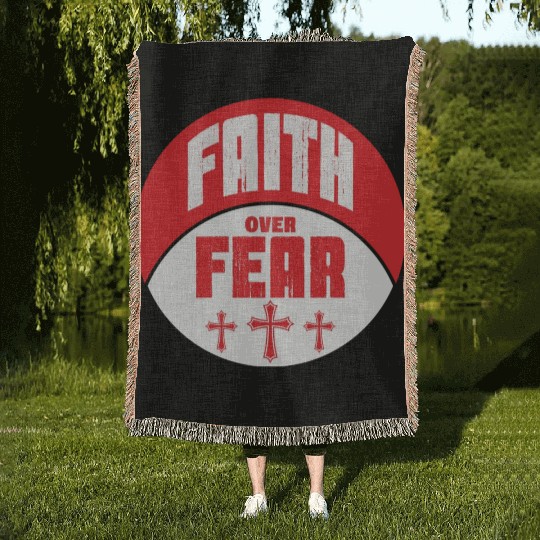 Faith Over Fear Love Jesus Christian Christmas Woven Blankets