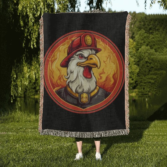 Fire department cock Woven Blankets
