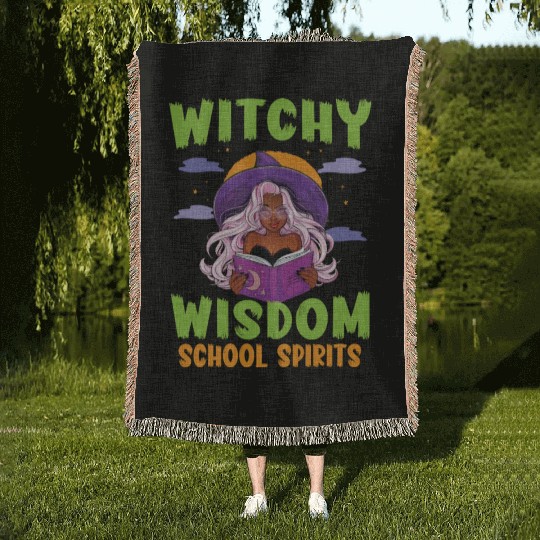 Witchy Wisdom School Spirits Teacher Halloween Woven Blankets