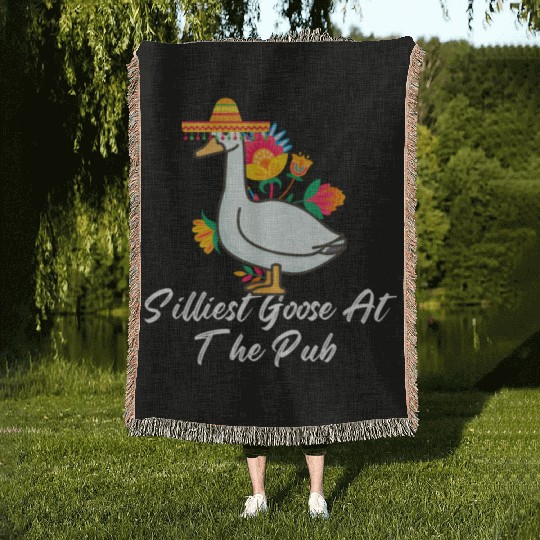 Silliest Goose at the pub cinco de mayo Woven Blankets