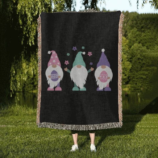 Happy Easter 2020 Gnome Egg Hunt Swea Woven Blankets