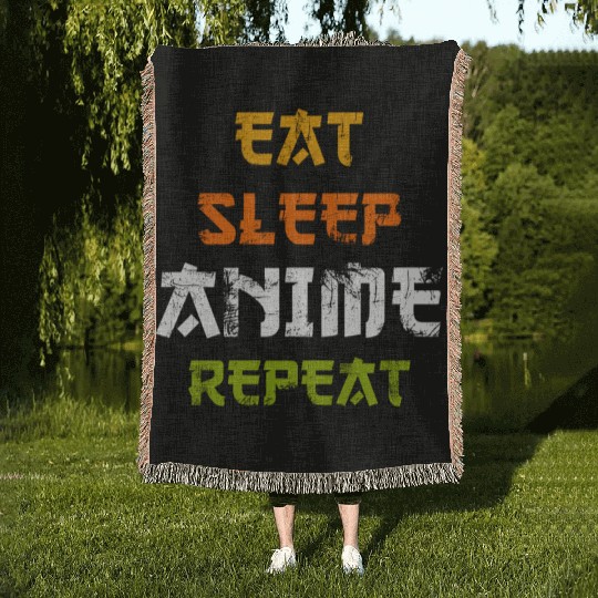 Eat Sleep Anime Repeat Japanese Ga Japan Woven Blankets