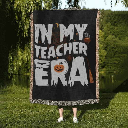 IN MY TEACHER ERA HALLOWEEN Woven Blankets