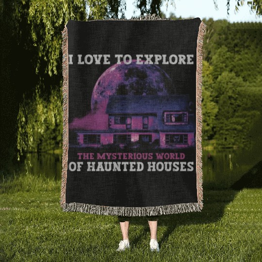 Horror Paranormal Haunted House Spooky Halloween Woven Blankets