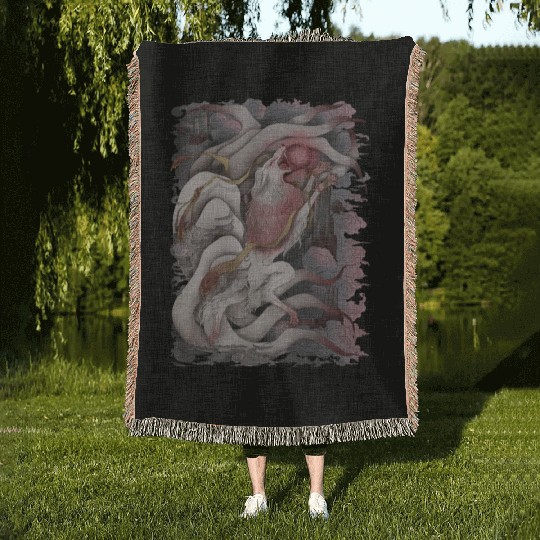 Kitsune Blood Moon Woven Blankets