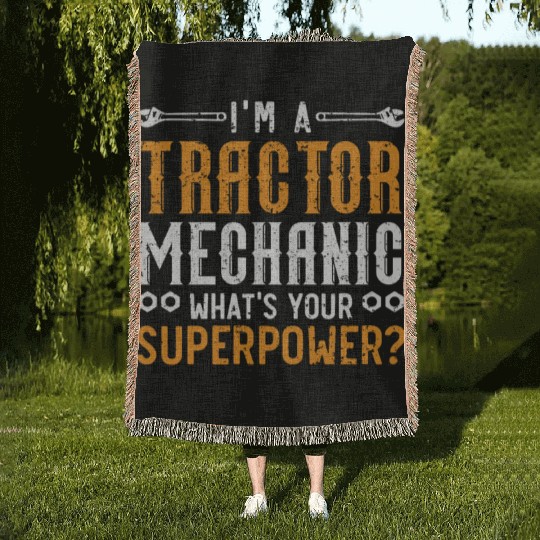 Tractor Mechanic Farm Tractor Repair Mechanical Woven Blankets