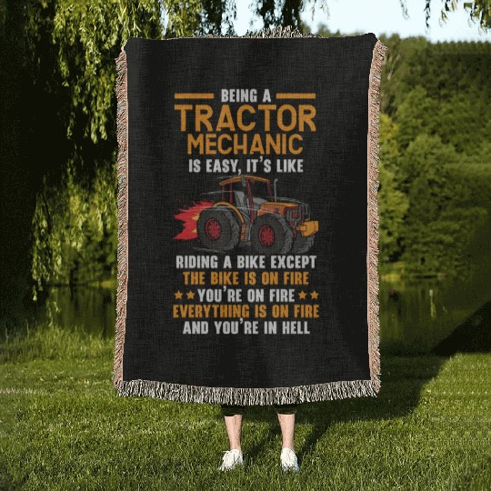 Tractor Mechanic Farm Tractor Repair Mechanical Woven Blankets