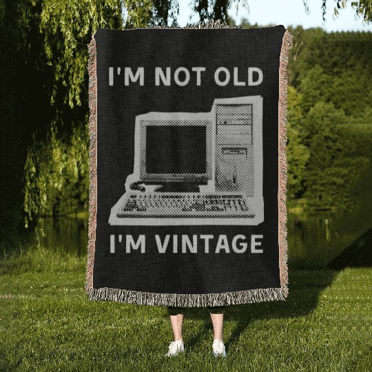 I'm Not Old. I'm Vintage Computer Dot Halftone Woven Blankets