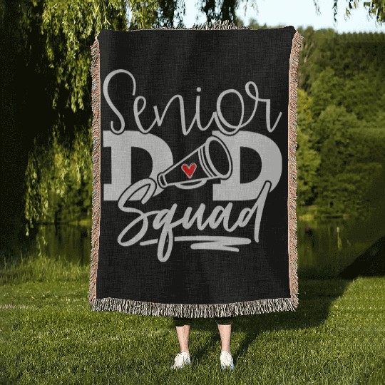 Senior Cheer Dad Squad American Football Woven Blankets