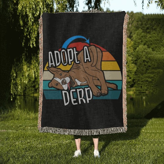 Pit Bull Lover Adopt A Derp Dog Rescue Woven Blankets