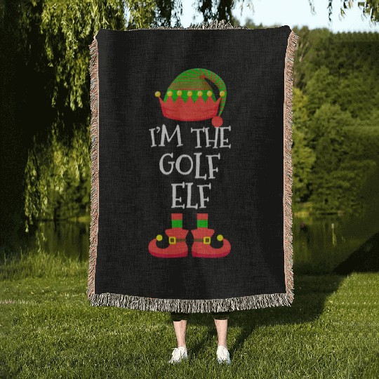 I M THE Golf ELF Christmas Xmas Funny Elf Group Co Woven Blankets