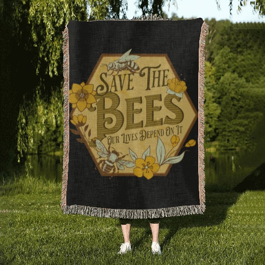 Honey Bee Beekeeping Save The Bees Woven Blankets